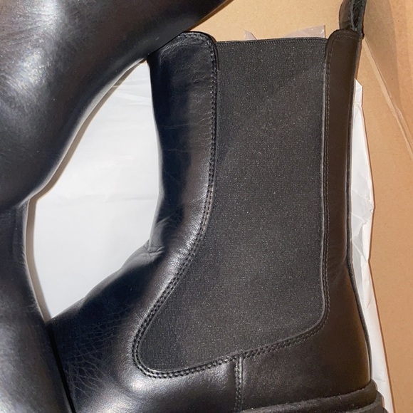 Zara lug boots leather‎ black chunky sole size 40 USA 9 - Picture 3 of 5